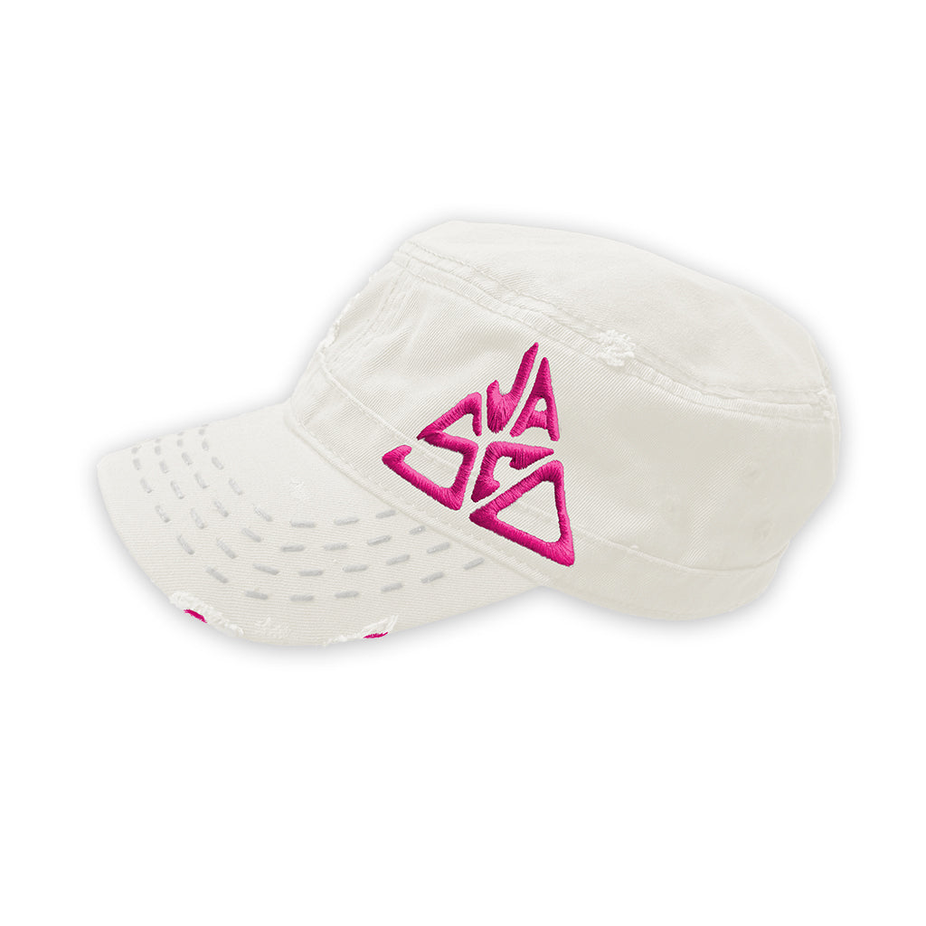 Cappello Bianco "Vasco Triangolo" Fucsia